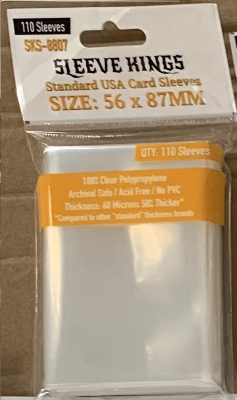 Buy Sleeve Kings Premium Sleeves: Standard USA Card Sleeves (56 x 87mm) - Pack of 110 only at Bored Game Company.